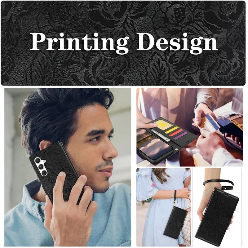 Lanyard Leather Wallet Phone Case for Samsung Galaxy A56 A36 A26 A16 A55 A35 A25 A15 A54 A34 A24 A14 A73 A53 A33 A23 A13 Cover