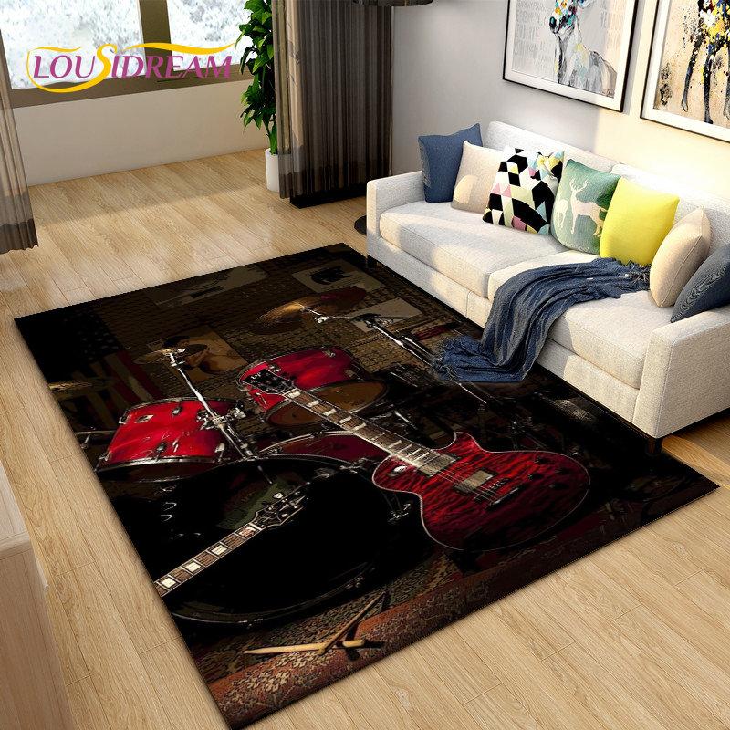 Drum Kit Music Instruments Area Rug Large,Carpet Rug for Living Room Bedroom Sofa Doormat Decoration,Kitchen Non-slip Floor Mat