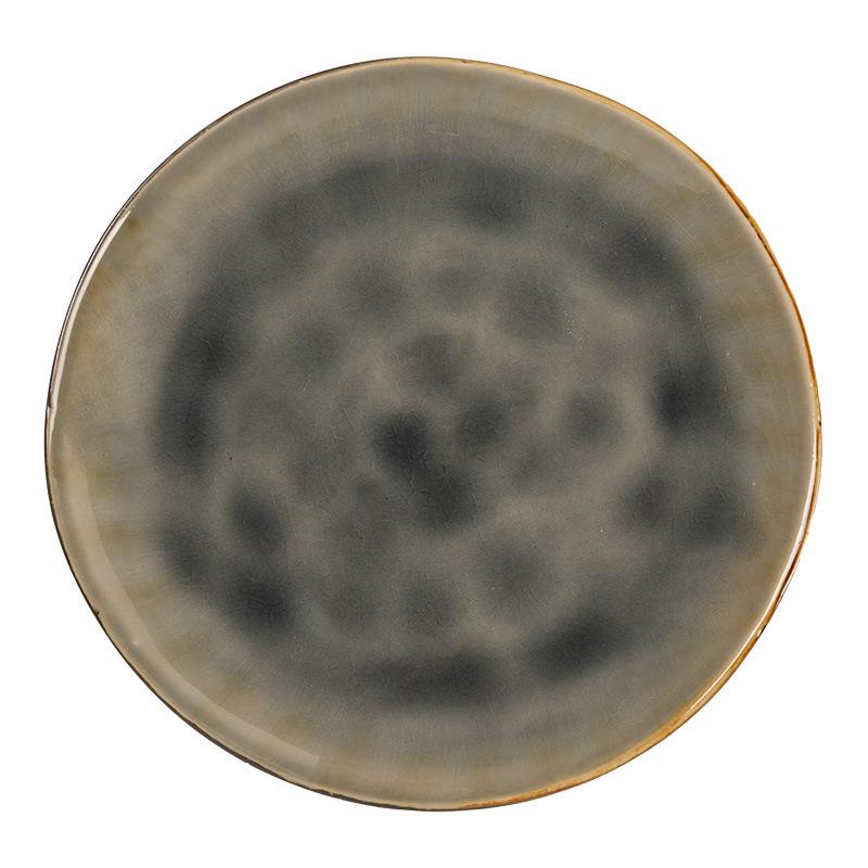 Ceramic Plates High-Grade Ice Crack Glaze Tableware Niche Western Food Plates Household Dishes Plates Commercial Catering Round Plates