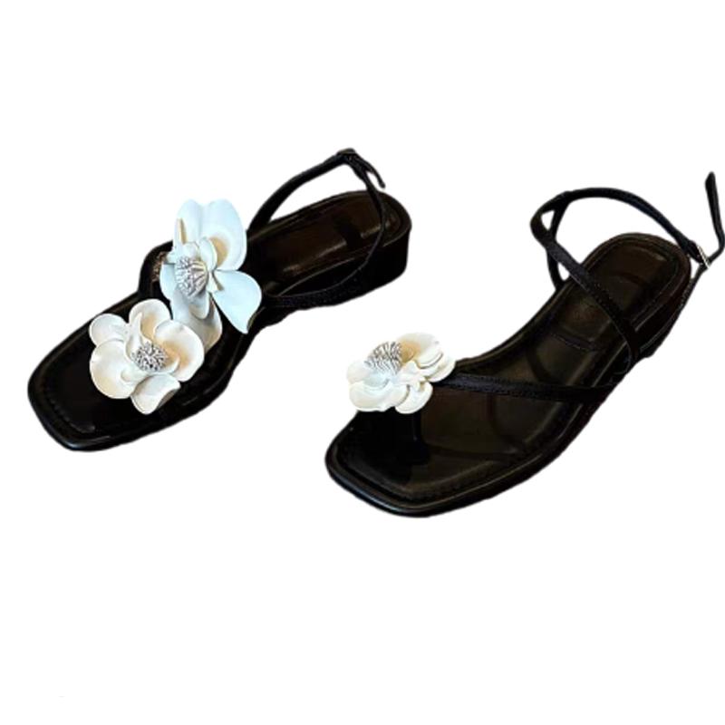 Fashion Flower Women Heeled Sandals Designer Fashion Shoes Dress Elegant Woman Slippers 2025 Trend Brand Walking Cozy Casual Mujer Shoes