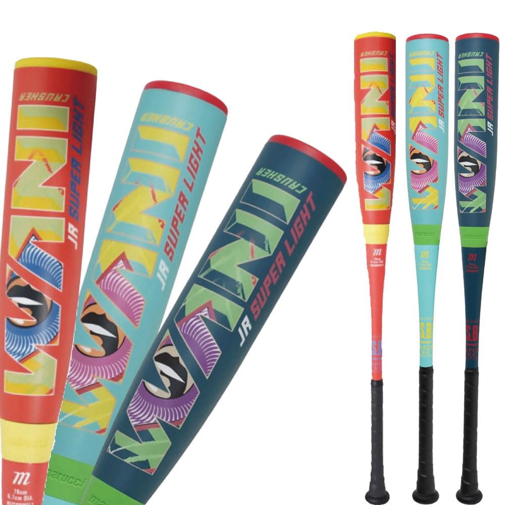 Crocodile Crusher Youth Baseball Softball Super Middle SOLV Sticker Bat, Bat, Bat, Kids, Multi-color, Marucci, Light, Balance, 78cm, Mjjsbbwsl1,