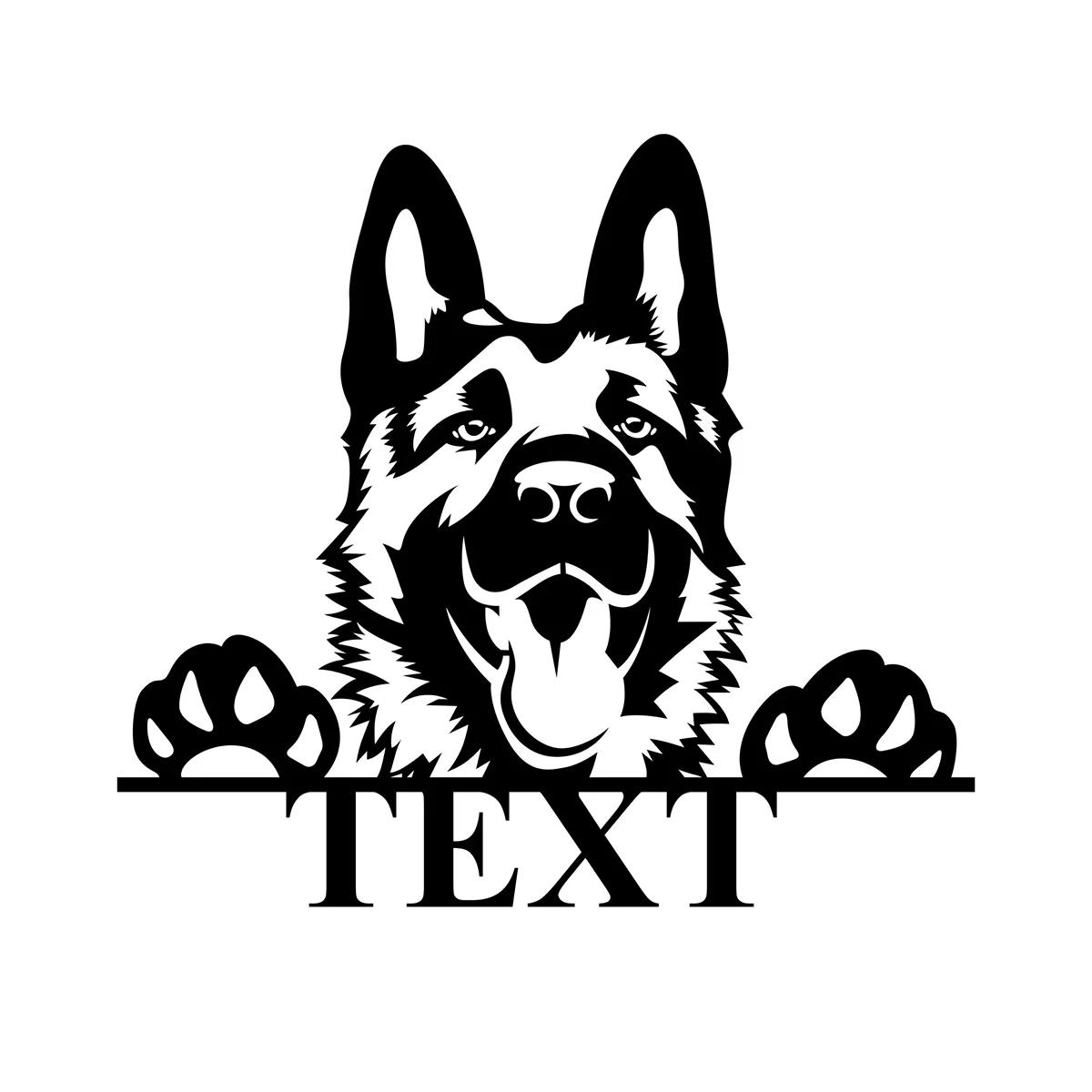 

German Shepherd Dog Metal Sign Personalized Pet Name Plate Custom Wall Art Gift чорний