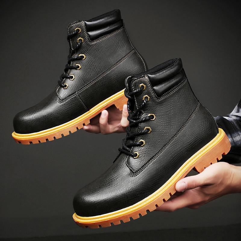 Męskie motocyklowe buty ze sznurowaniem z prawdziwej skóry, gumowe, nowa moda, gorąca sprzedaż, wysokie, do chodzenia, wszechstronne, outdoorowe, do połowy łydki