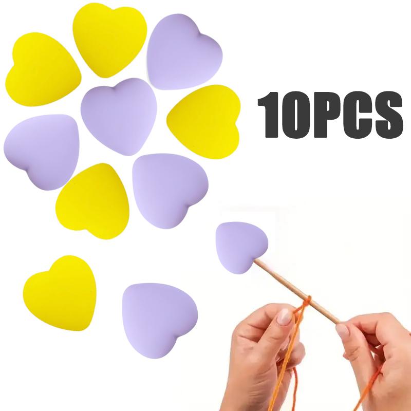 8/10/12PCS Multicolor Heart Stitch Needle Tips Stoppers Silicone Knitting Needle End Caps Cute Knitting Needle Point Protectors
