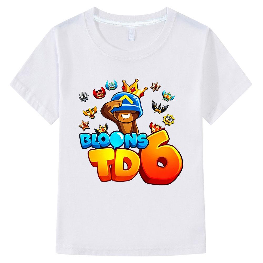 100% Cotone Gioco Bloons TD 6 Maglietta per Bambini Stampa Cartoon T-shirt per Bambini Streetwear Ragazzi Ragazze Top Estivi Girocollo Manica Corta