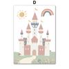 Cute Girl Unicorn Castle Sun Rainbow Flowers Wall Art Canvas Painting Nursery Posters And Prints Pictures Baby Kids Room Decor