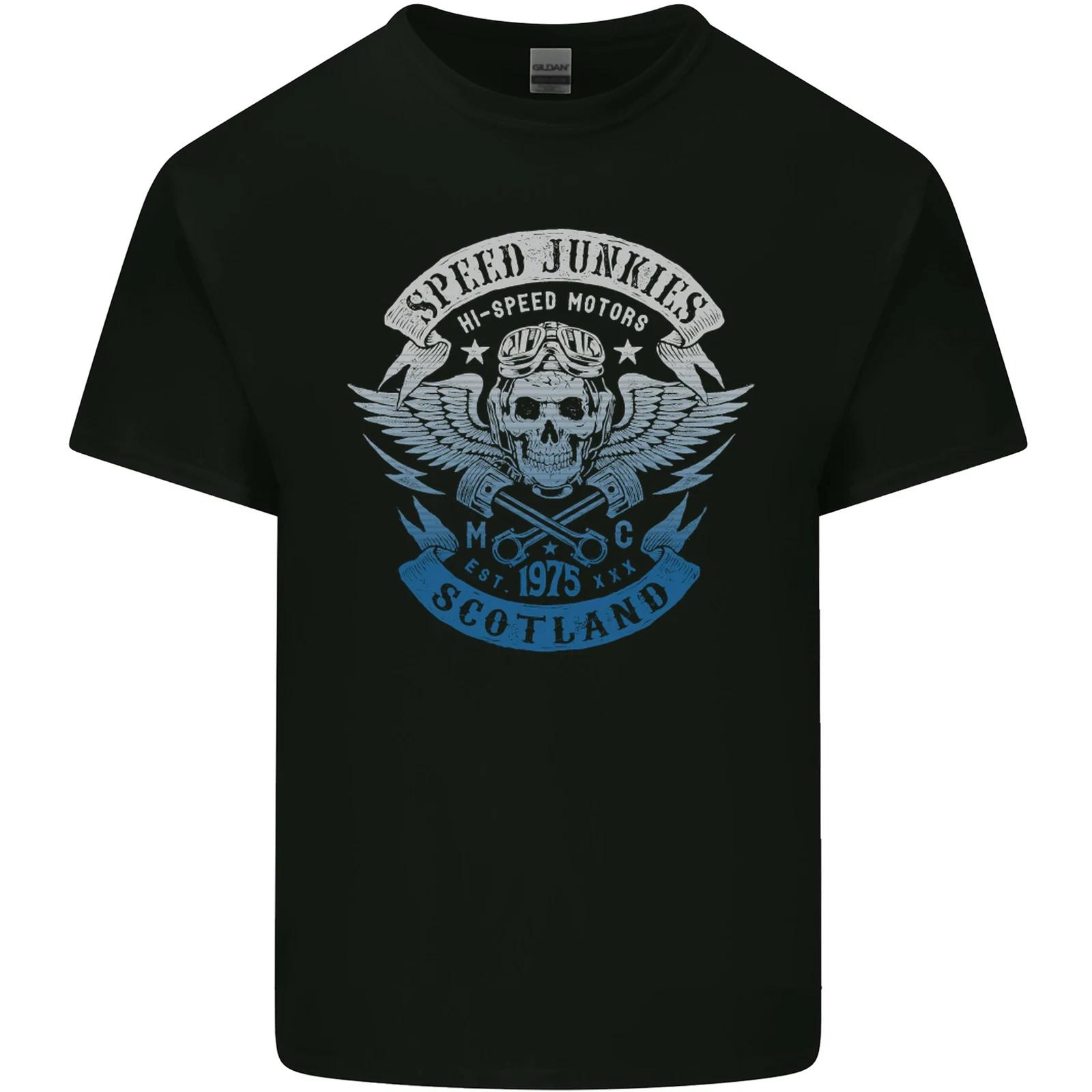 Scotland Speed Junkies Biker Motorcycle Kids T-Shirt Childrens S
