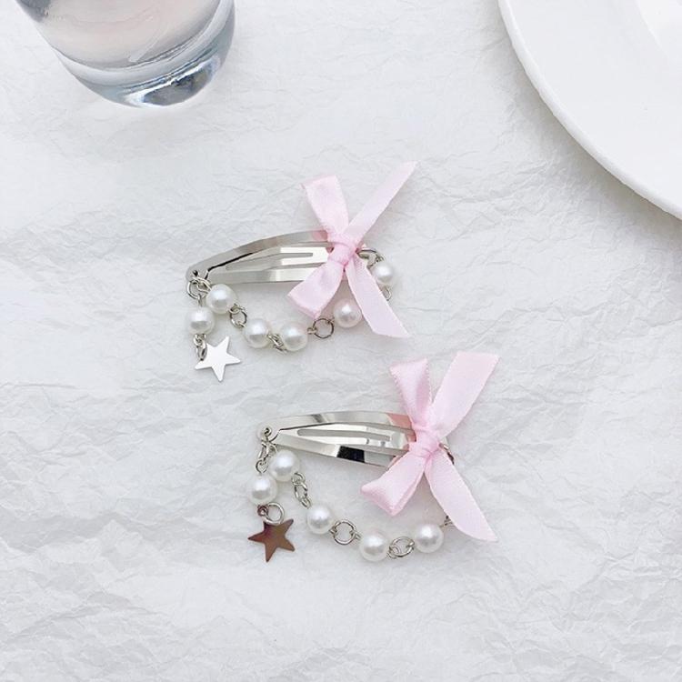 Fashionable Bead Chain Hair Clip with Star Embellishment Statement Hair Ornament