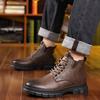Autumn and winter new men's velvet thermal cotton shoes Martin boots men's thick-soled tooling casual shoes snow boots
