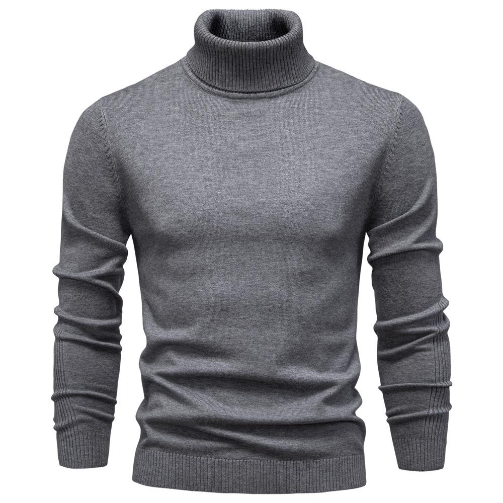 Winter Men Turtleneck Sweater Casual Solid Color Warm Pullover High Quality Slim High Neck Long Sleeve Sweater Men