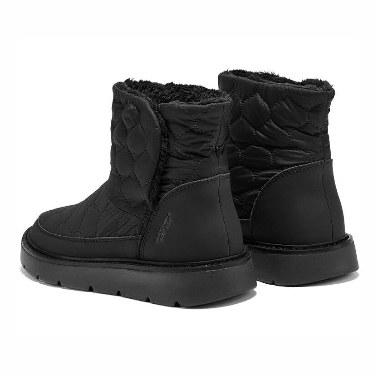 Skechers Modern Comfort Warm Slip-On Shoes Easy To Wear Winter Plush Outdoor Travel Comfortable Versatile Ankle Boots Mid-Calf Snow Boots 169190-BBK