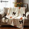 Fall Pumpkin Ribbon Stripe Soft Flannel Blanket Breathable Warm Throw for Office Car Sofa Kids Room Birthday Xmas Gift