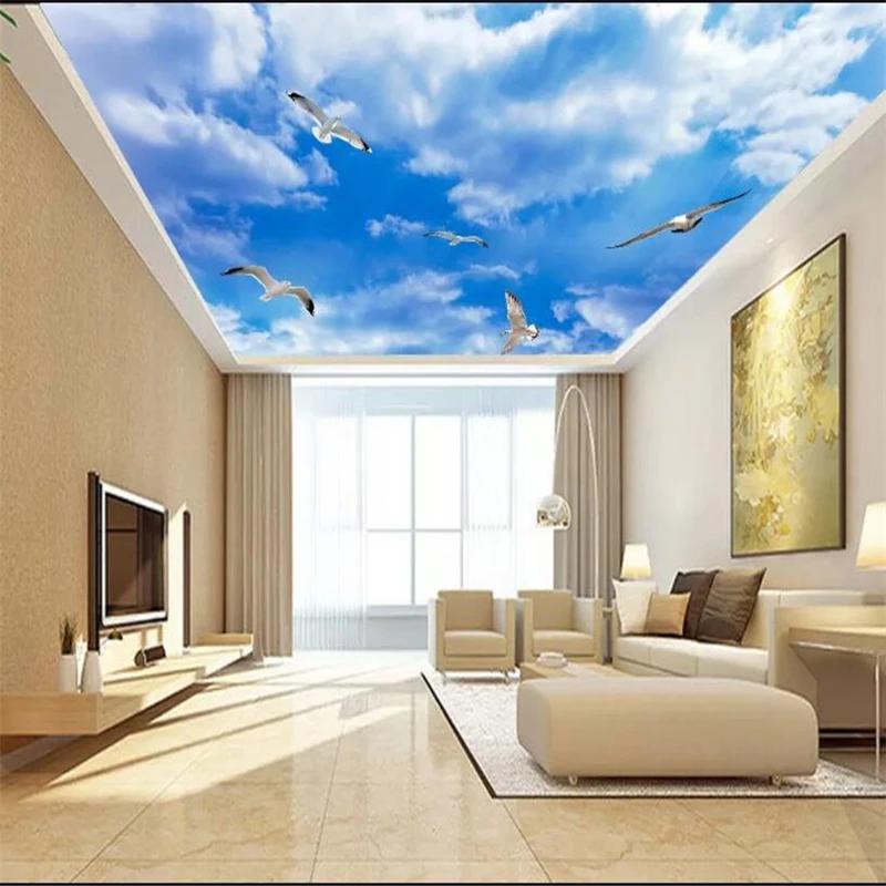 Sky Ceiling Mural Large Blue Sky And White Clouds Ceiling Wallpaper Murals Living Room Bedroom Ceiling Mural