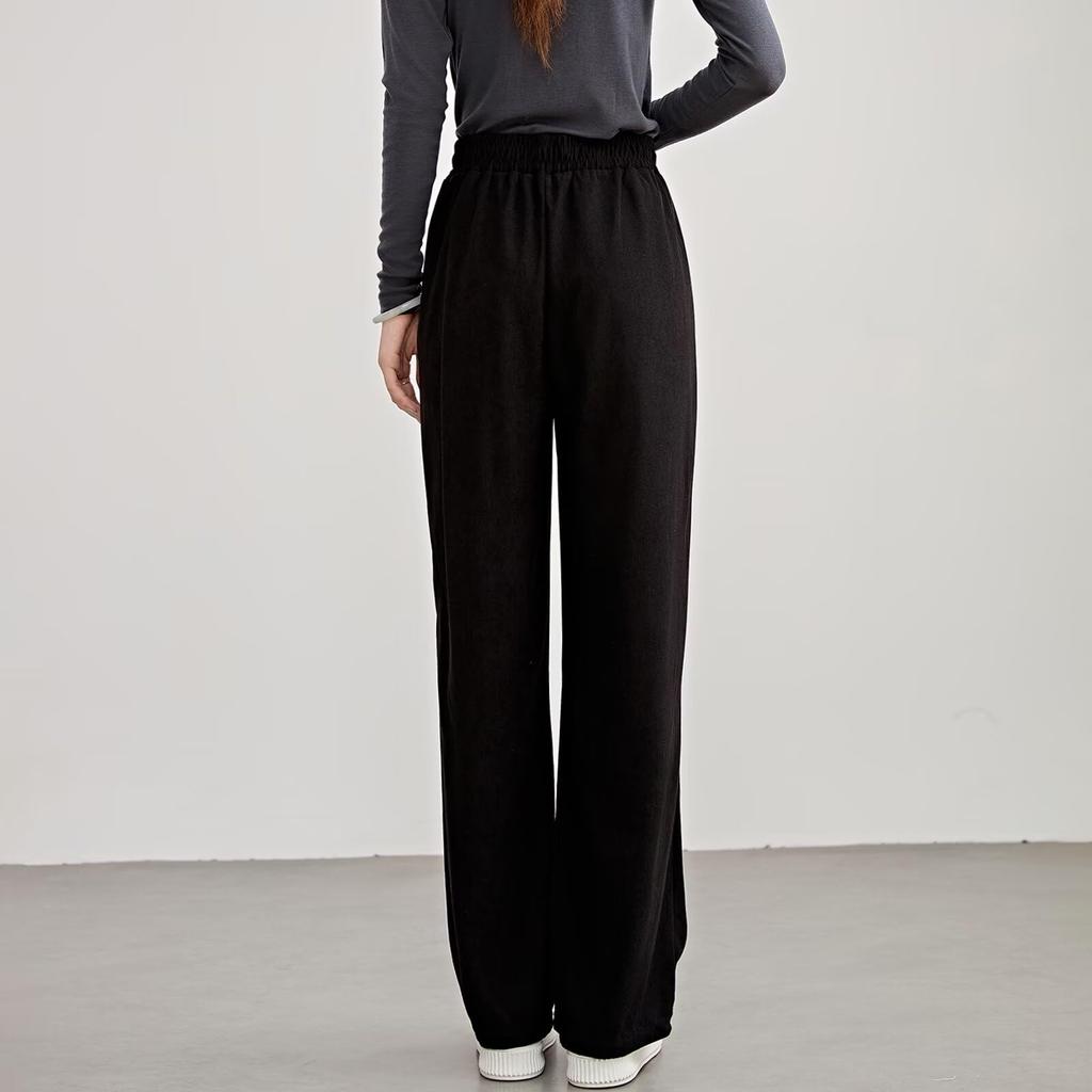 Running Sheep Wide Leg Long Loose Straight Easy Women's Pants, Trousers, Slacks, Fit, Casual, Leg, Fit, rsM118blk-L