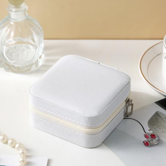 Mini Jewelry Storage Box, PU Leather Compact Jewelry Organizer, Soft Velvet Shockproof Jewelry Case for Rings Earrings
