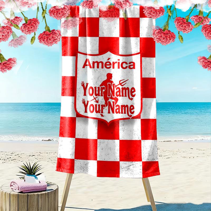 America De Cali Custom Name Print Beach Towel Large Soft Quick Dry Towel For Beach Camping Swimming