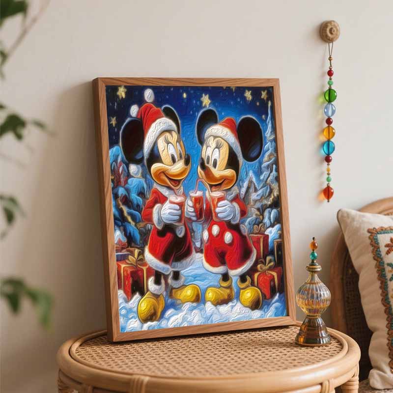 Disney Christmas Mickey Minnie Oil Painting Kit Home Bedroom Wall Decor Handmade Gift Art Crafts Holiday Festive Painting Supplies