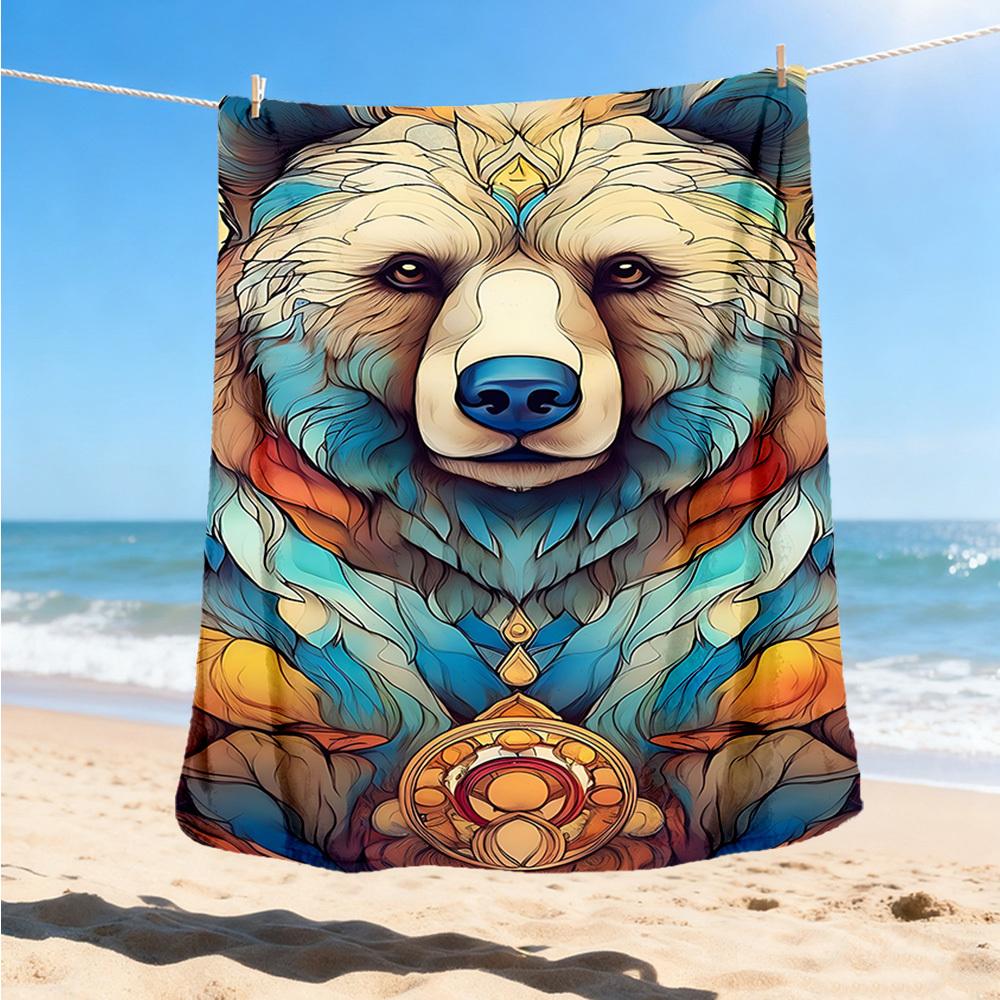 

1pc Bear Totem Art Outdoor Blanket, Soft And Comfortable Blanket, Casual Warm Outdoor Blanket, Good Birthday Gift yy251201177 75x90cm