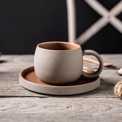 MeyJig Keramiktasse für Latte Cappuccino Milch Saft Kakao Tassen mit Untertasse 300ml