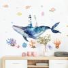 1pc Cartoon Cute Whale Seaworld Wall Stickers for Kids Room Children's Room Removable Living Room Nursery Decoration Wall Decals