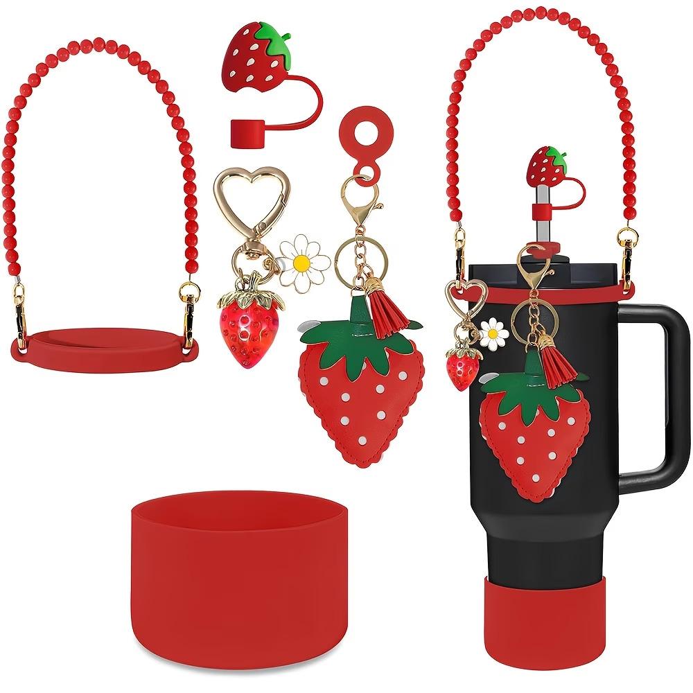 

7PCS Strawberry Cup for 30/40Oz TumblersAccessories Set Water Bottle Handle Strap Tumbler Cup Water Bottle Decoration красный