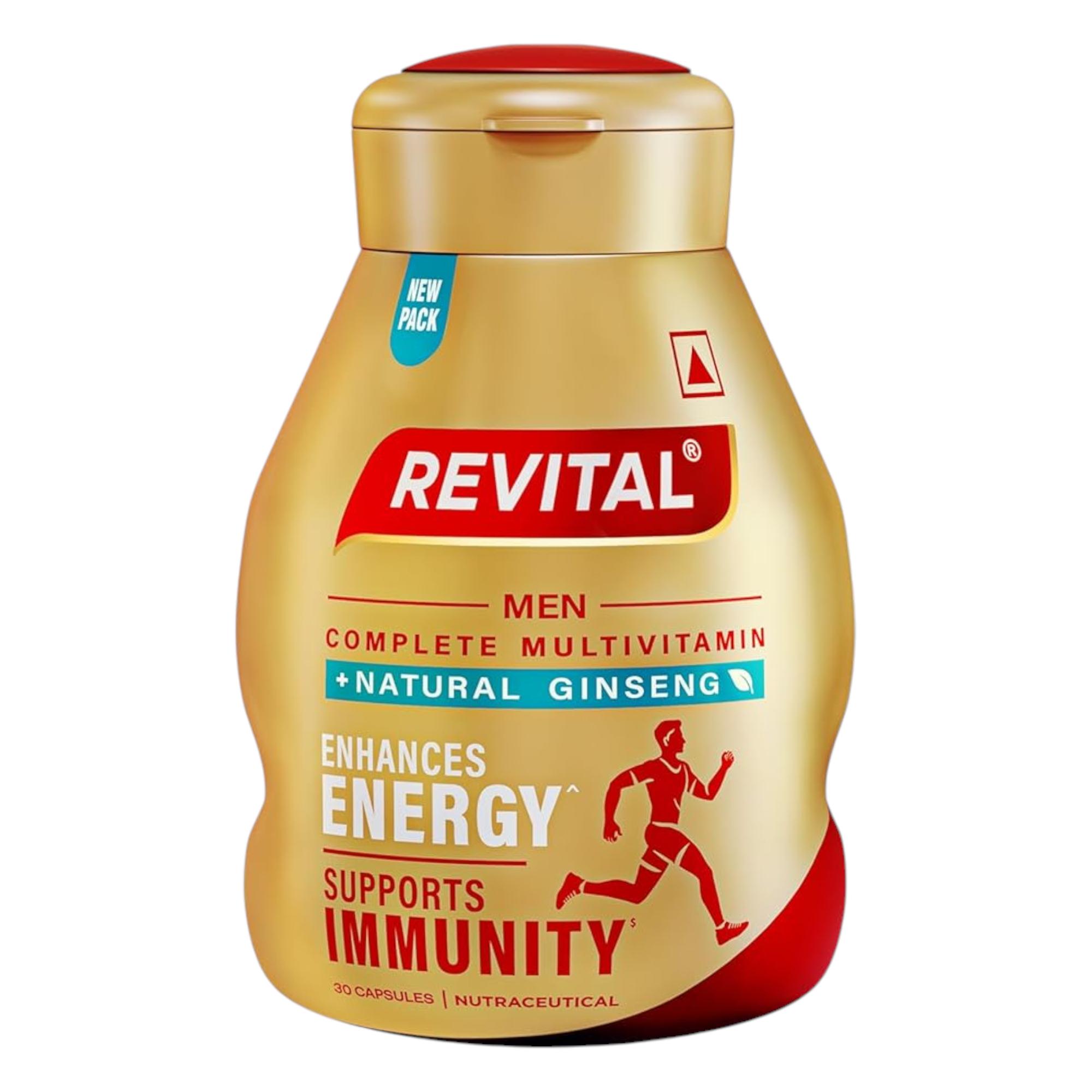 

Revital H Multivitamin For Men 30 Capsules With Natural Ginseng Zinc Vitamins Minerals Daily Energy
