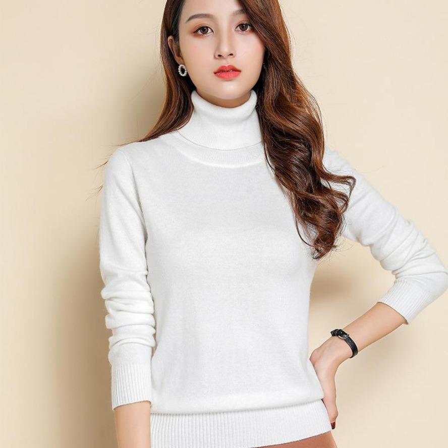 Pure Cashmere Wool Sweater Women Knitted Turtleneck Cashmere Pullover Elastic Turtleneck Knitted Sweaters