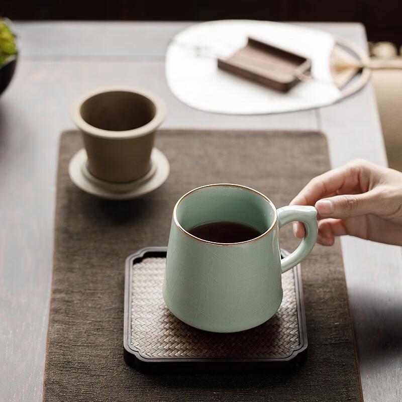 TANGFENG Li Guilian Ru Kiln Tea Cup, High-End Office Cup, Tea-Water Separation Cup, Water Cup, Tea Set Gift, Holiday Companion Gift