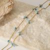 Blue flower necklace women's light luxury niche collarbone chain French retro high-end titanium steel neck chain fashionable and versatile