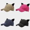 Cotton Velvet Cat Ear Baseball Cap For Women With Sun Protection And Breathability