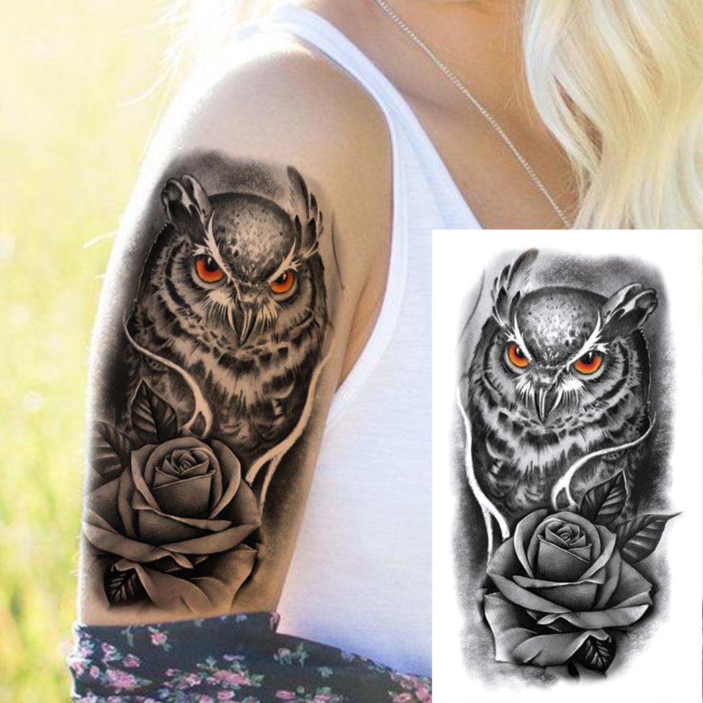 1 Sheet Death Skull Fake Folwer Skeleton Temporary Tattoos For Women Men Adults Evil Devil Tattoo Sticker Rose Peony Flora Leaf