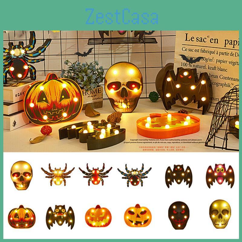 Charming Halloween Decoration Led Lights Lantern Featuring Adorable Bat Skull Spider Pumpkin Styles