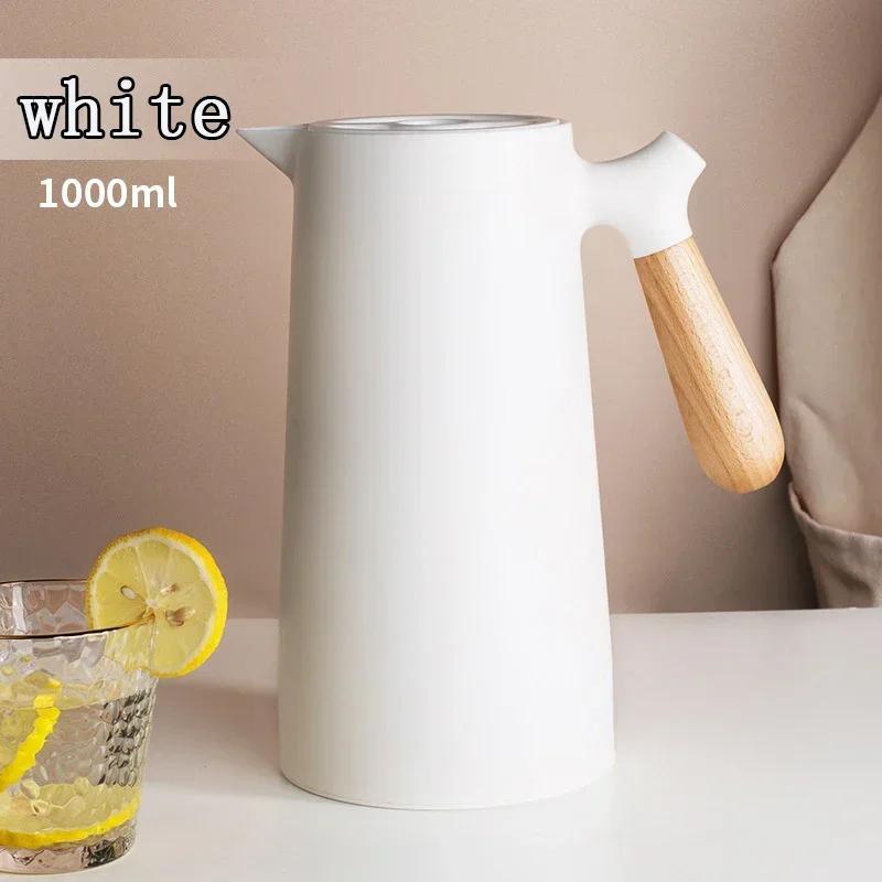 1L European Style Insulated Kettle Household Hot Water Bottle Insulated Bottle Wooden Handle Large Capacity Warm Water Kettle