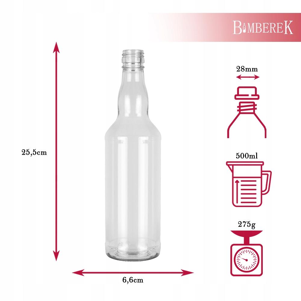 Butelka Monopolowa Monopol 500Ml + Zakrętka Butelki Szklane 0.5L Na Wódkę
