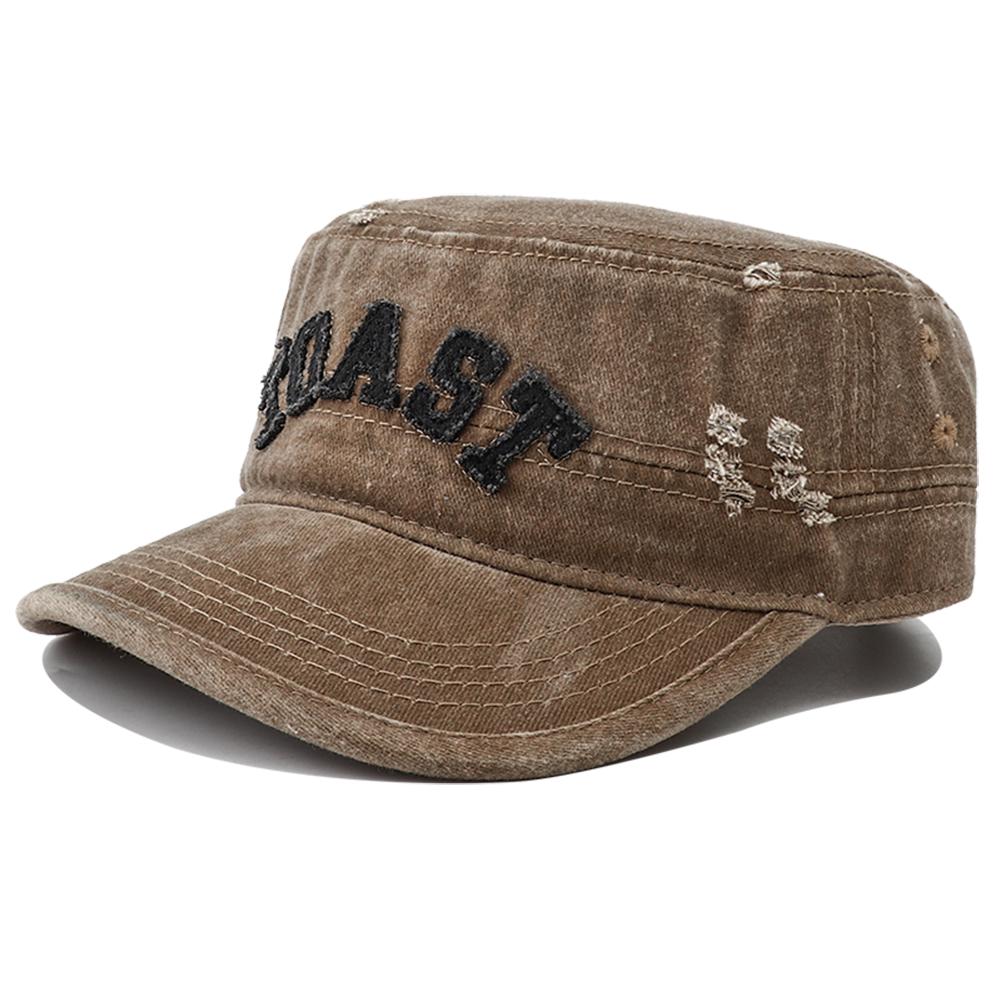Neue Unisex flache Hut für Herren Retro Vintage Schwarz Grün Armeekappe Damen Verstellbar Gewaschene Baumwolle Militär Baseballkappen Adjustable gray