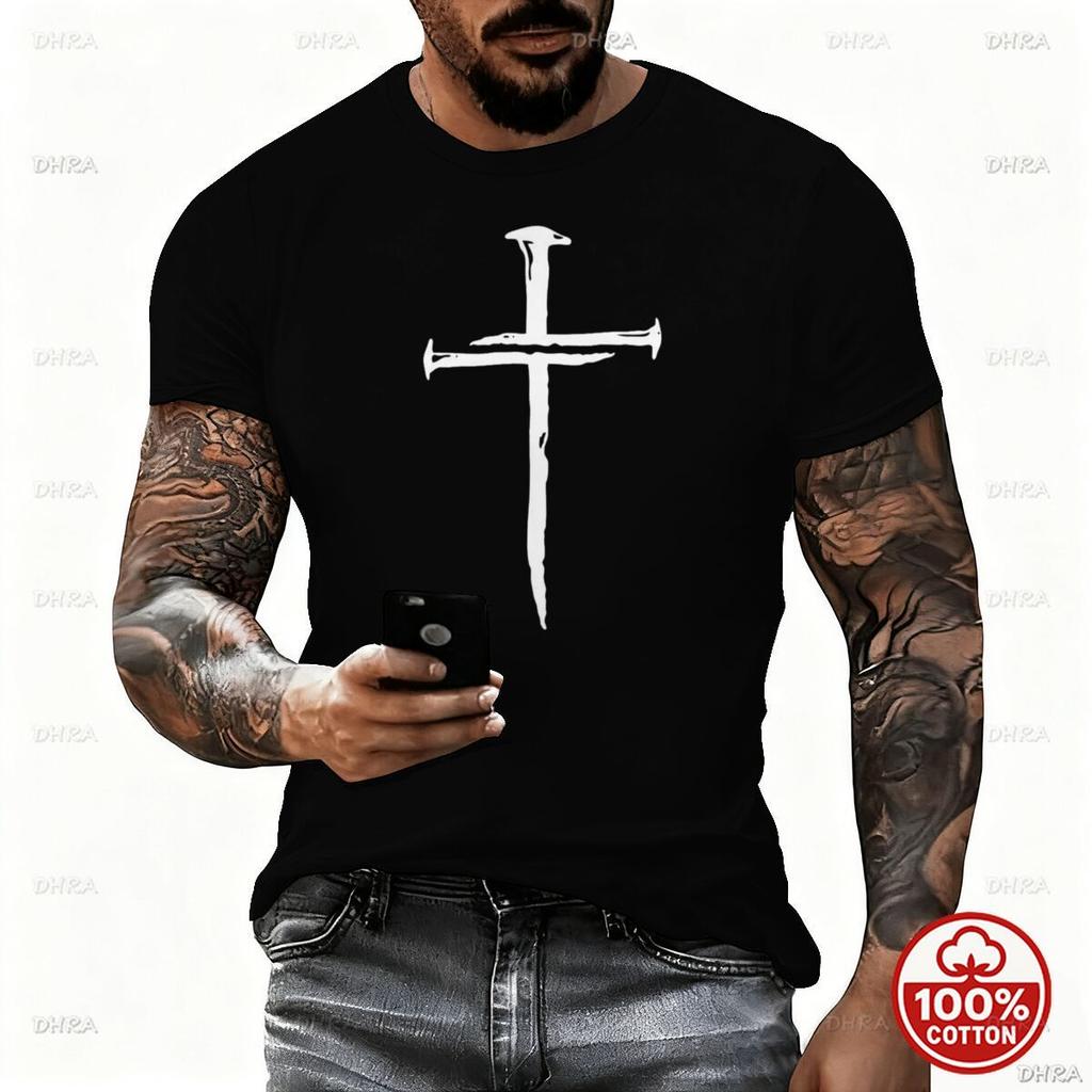 Cross Jesus Print Streetwear Unisex Unisex Vintage Novel Design Soft 100 Cotton Tshirts Short Sleeve Fashion Christianity T Shirts