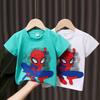 Summer Marvel Children's T-shirt, Pure Cotton Short Sleeved Cartoon Pattern Top Casual and Fashionable Parent-child Outfit