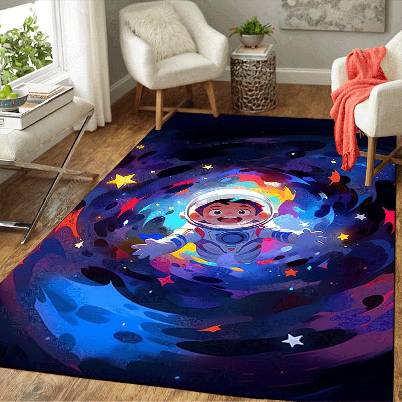 1pc Astronaut Space Journey Print, Design Indoor Area Rug - Soft, Anti-Slip, and Durable Gaming Room Decor for Bedroom