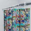 Abstract Art Shower Curtain Modern Bathroom Decor Teal Blue Geometric Pattern Waterproof Fabric Liner Washable Home Textile