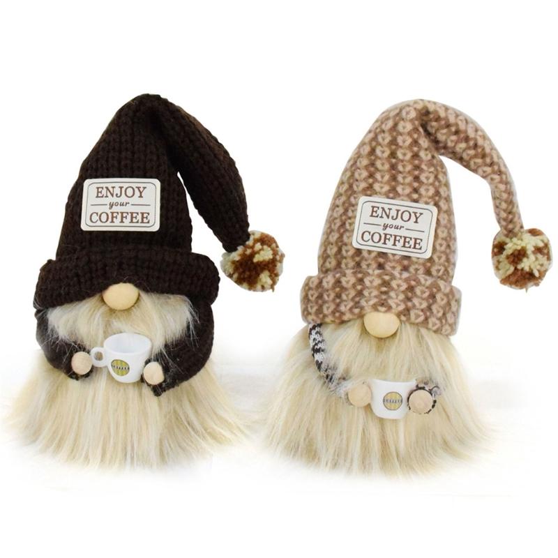 Coffee Gnomes Plush Decorations Handmade Scandinavian Swedish Tomte Figurine Farmhouse Decors for Kitchen Tiered Tray