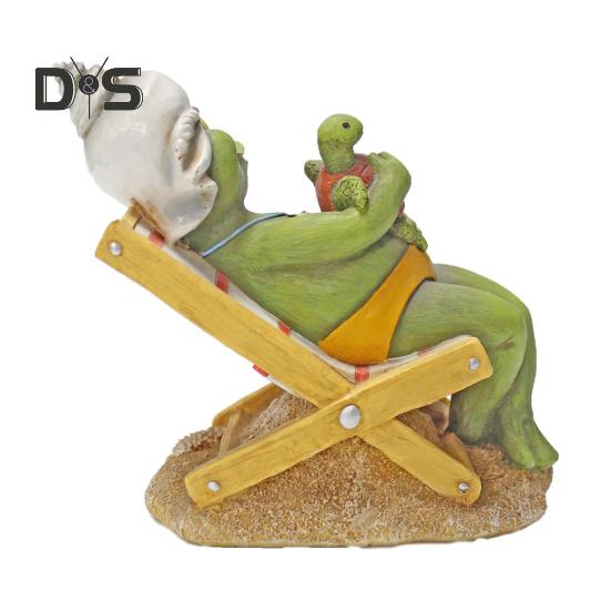 Strand Lounge Stuhl Nebel Figurine Harz Liegen Cartoon Frosch Statue Skulptur Home Office Desktop Indoor Outdoor Garten Dekoration Ornament