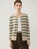 Women's Elegant Slim Fit Striped Cashmere Crew Neck Cardigan - 2026 Winter New Style, Chic Single-Breasted Top.