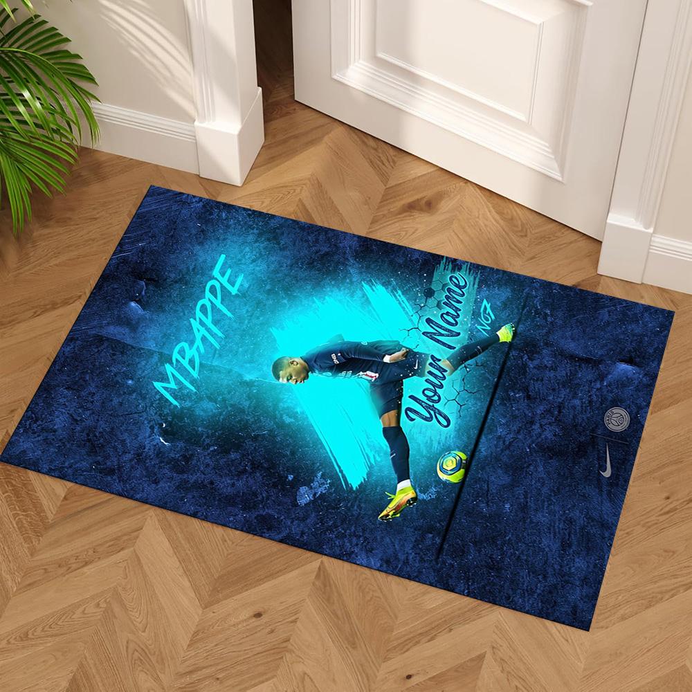 Mbappé Personalized Text Area Rug Perfect for Study Room Dormitory Hallway Balcony Antislip Carpet Decorate Offices Gift for Festivals