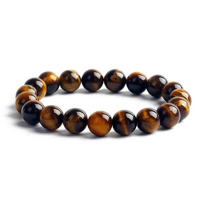 10MM Natural Stone Beads Bracelet Men 8MM Reiki Tiger Eye Agates Quartz Beaded Bracelets for Women Elastic Rope Handmade Jewelry