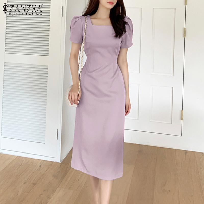 

ZANZEA Летнее узкое платье с квадратным воротником