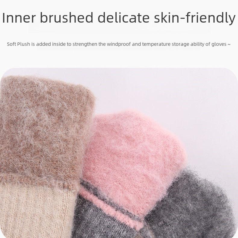Touch Screen Knitted Gloves - Unisex Winter Warm Velvet-Lined Non-Slip Thick Wool Gloves for Men and Women