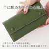 Izmille Women's Lightweight Large Capacity Cowhide Leather Long Wallet with Coin Purse, Passbook Case, and 10 Card Slots (Green X Green)