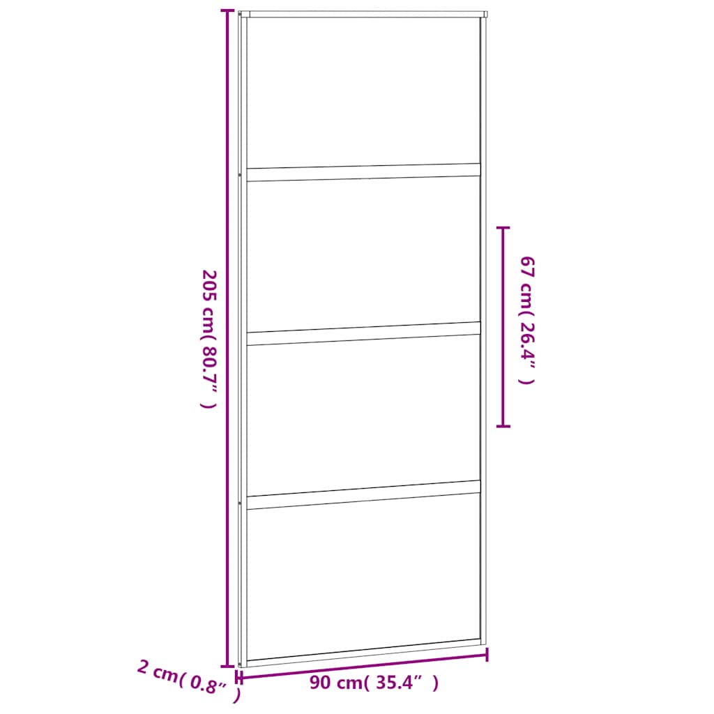 Sliding Door Black 90x205 Cm Tempered Glass and Aluminum