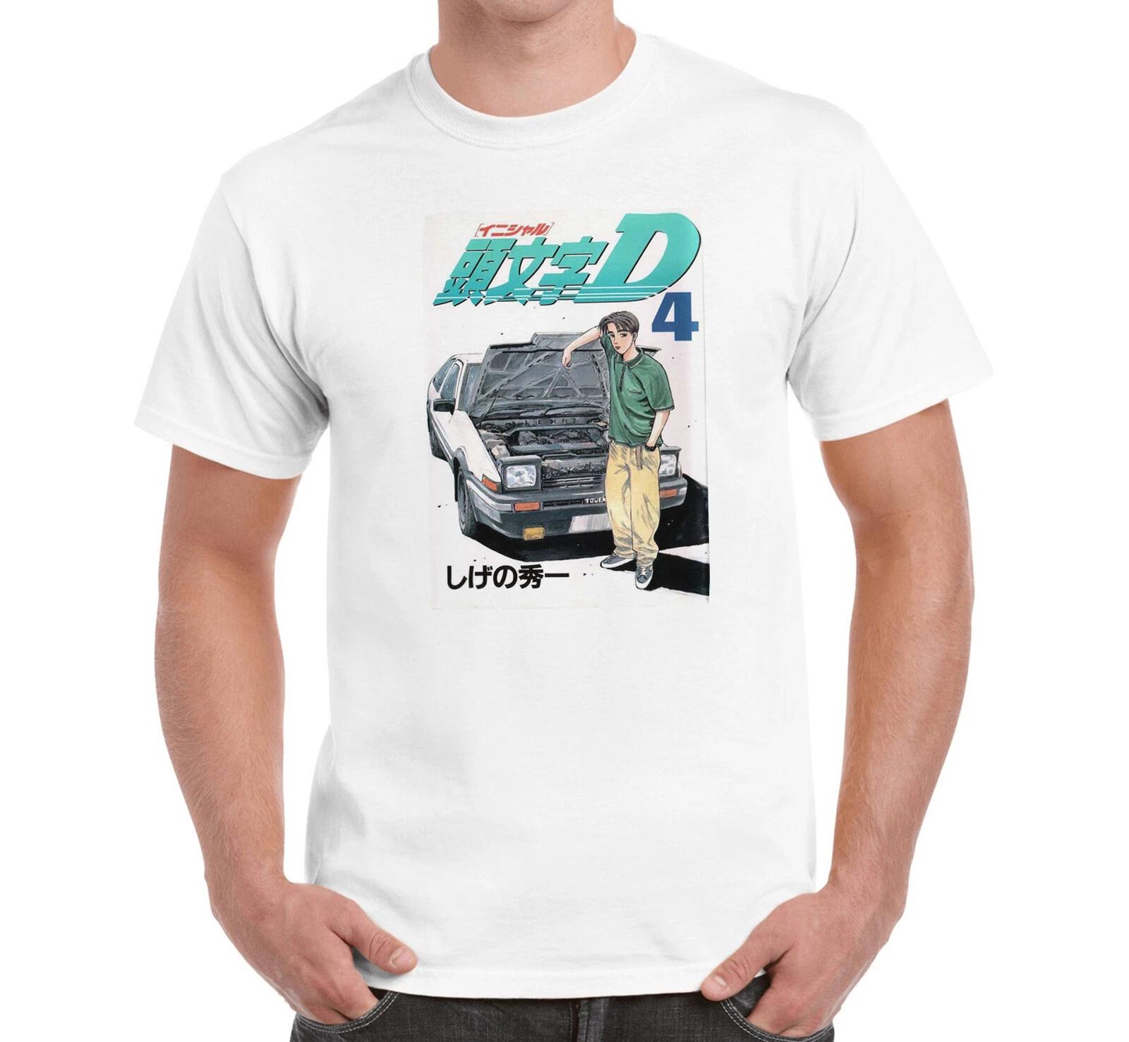 Initial D Anime Manga Cover Car Japanese Printed Cotton T-Shirt Top Tee 120