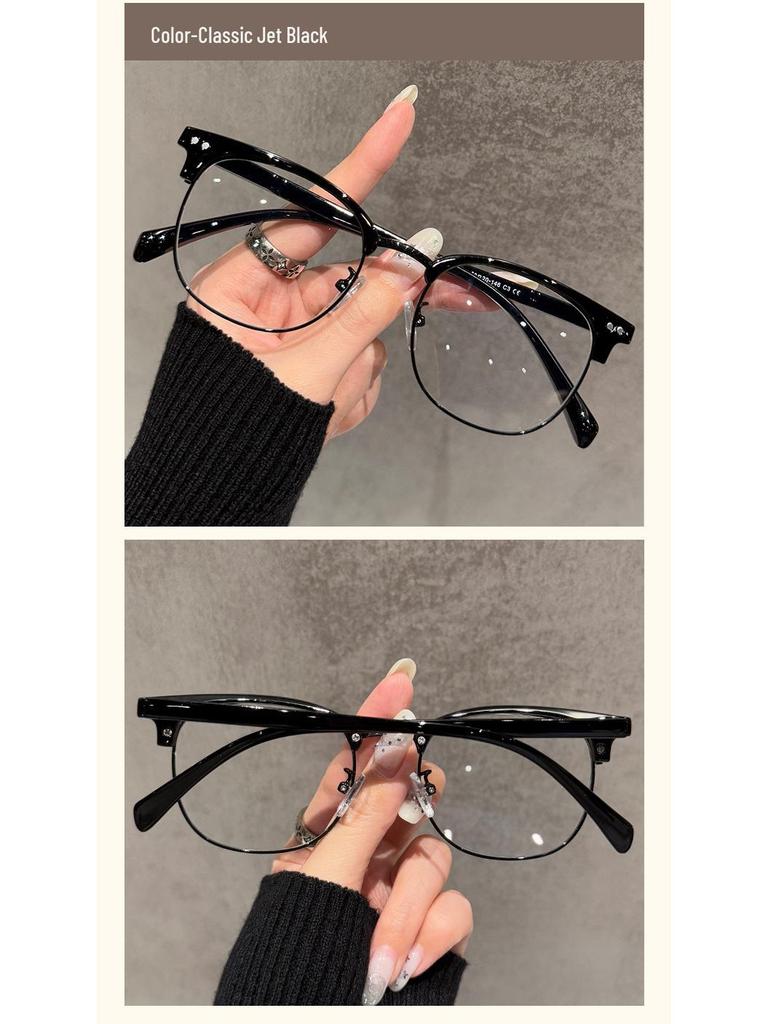 Retro Ultralight Semi-Rimless Glasses with Prescription Lenses - Fashionable & Versatile Frames for Casual or Business Wear